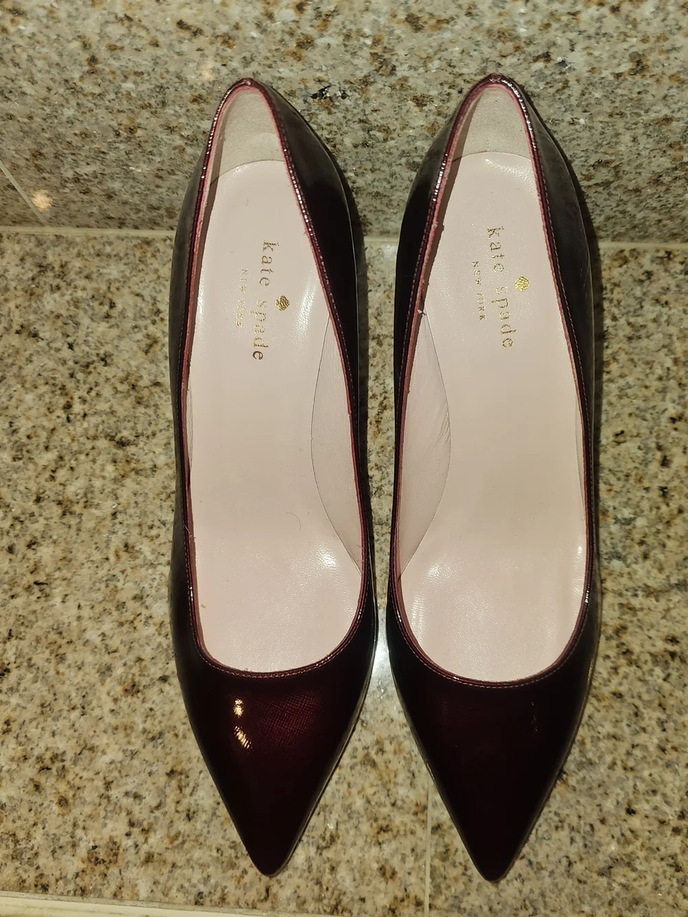Late Spade Patent Leather Pumps in Deep Burgundy Sz 9